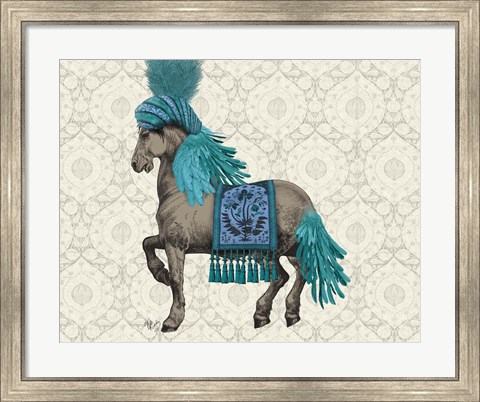 Framed Niraj Horse, Blue Print