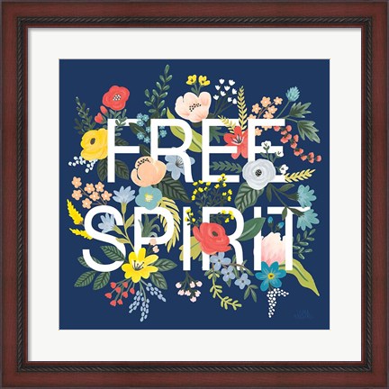 Framed Wild Garden II Navy Print