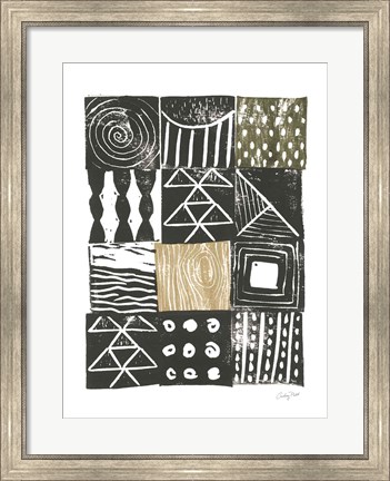 Framed Block Print V Green Sand Print