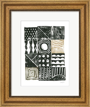 Framed Block Print I Green Sand Print