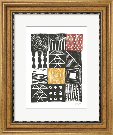 Framed Block Print V Red Yellow Print