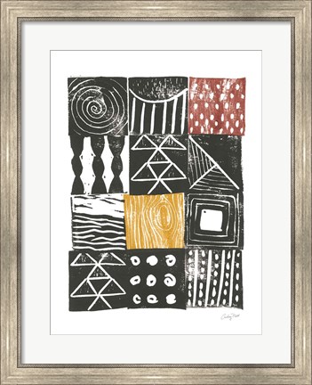 Framed Block Print V Red Yellow Print