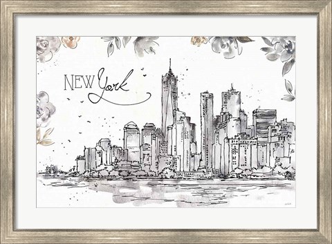 Framed Skyline Sketches I Print