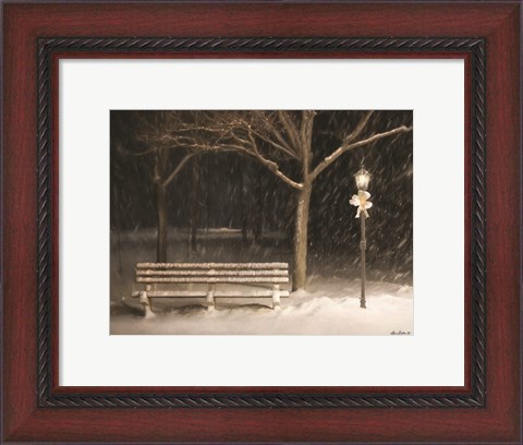 Framed Snowy Bench Print