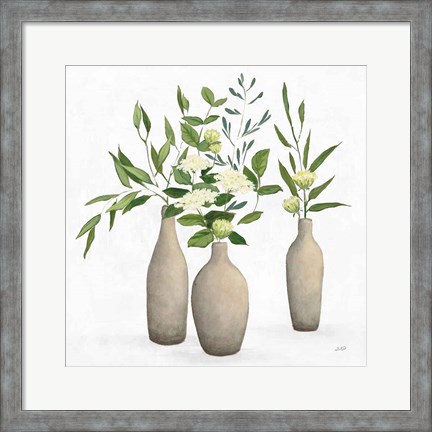 Framed Natural Bouquet I White Print