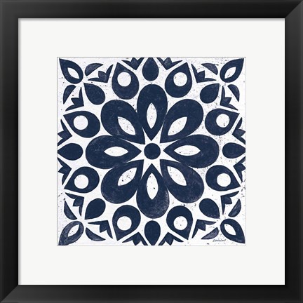 Framed Blue and White Tile III Print