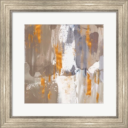 Framed Icescape Abstract Grey Gold III Print