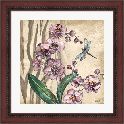 Framed Boho Orchid &amp; Dragonfly I Print