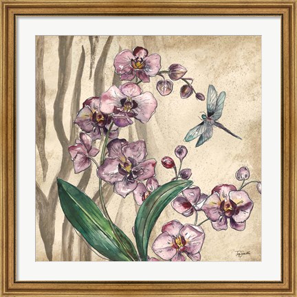 Framed Boho Orchid &amp; Dragonfly I Print