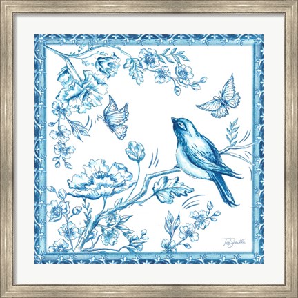 Framed Chinoiserie Tile II Print