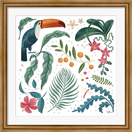 Framed Jungle Love III White Print