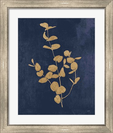 Framed Botanical Study II Gold Navy Print