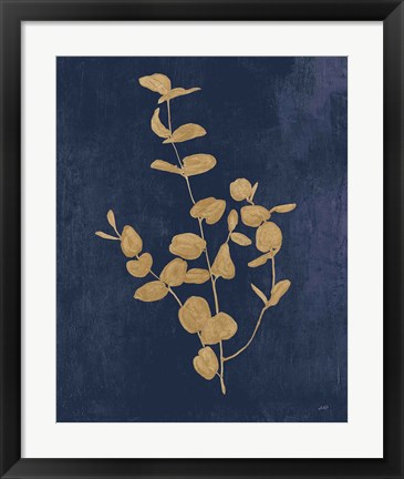 Framed Botanical Study II Gold Navy Print