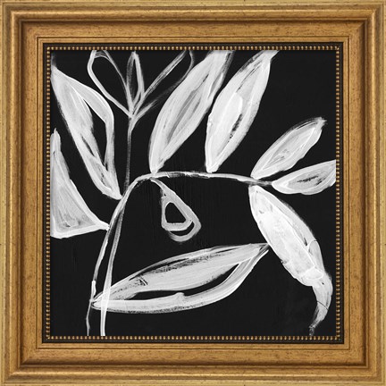 Framed Quirky White Leaves II Print