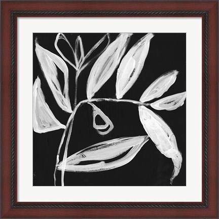 Framed Quirky White Leaves II Print