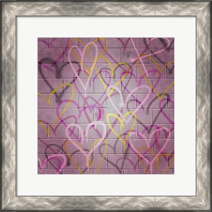 Framed Graffiti Hearts II Print