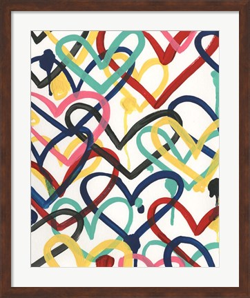 Framed Heart Scribbles II Print