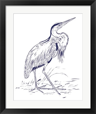 Framed Indigo Heron II Print