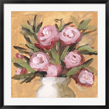 Framed Vase &amp; Roses I Print