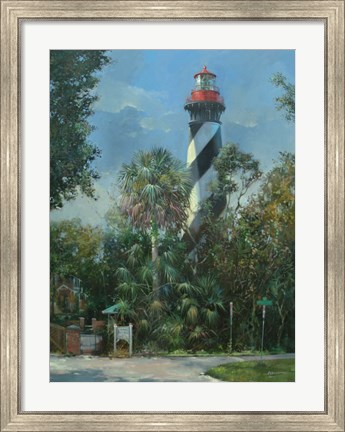 Framed St. Augustine Lighthouse and Carver Street Print