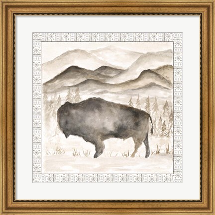 Framed Bison w/ Border Print