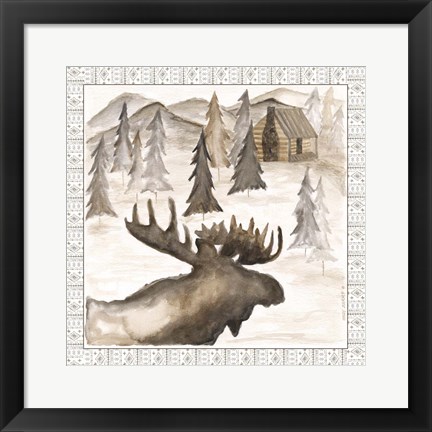 Framed Moose w/ Border Print