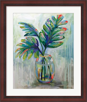 Framed Palm Leaves II Red Print