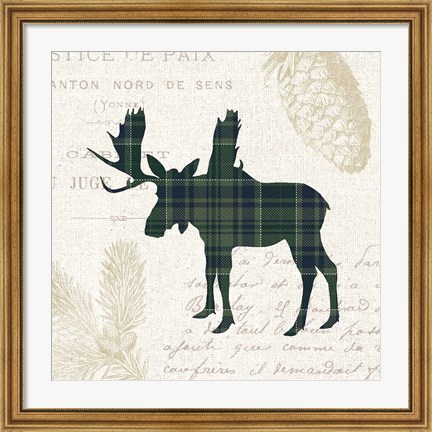 Framed Plaid Lodge IV Navy Green Print