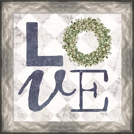 Framed Love with Eucalyptus Wreath III Print