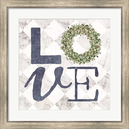 Framed Love with Eucalyptus Wreath III Print