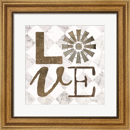 Framed Love with Windmill III Print