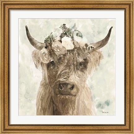 Framed Cow and Crown II Print