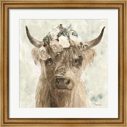 Framed Cow and Crown II Print