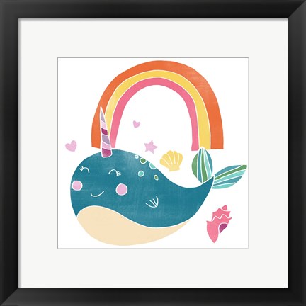 Framed Happy Narwals I Print