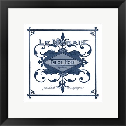 Framed Indigo Wine Labels II Print