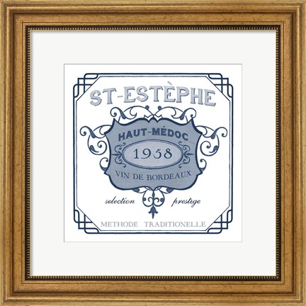 Framed Indigo Wine Labels IV Print