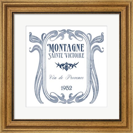 Framed Indigo Wine Labels V Print