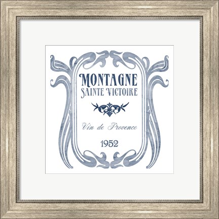 Framed Indigo Wine Labels V Print