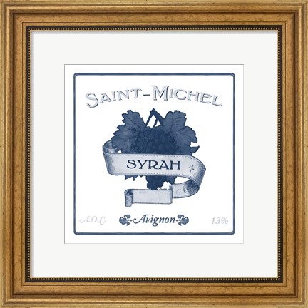 Framed Indigo Wine Labels VI Print