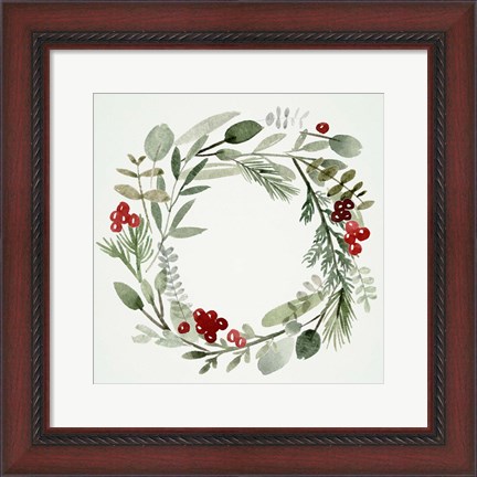 Framed Holly Wreath II Print