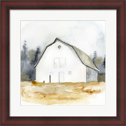 Framed White Barn Watercolor III Print