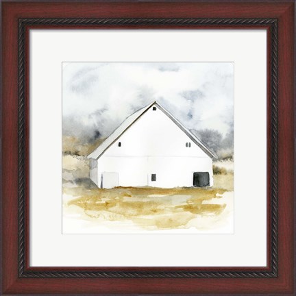 Framed White Barn Watercolor IV Print