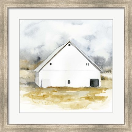 Framed White Barn Watercolor IV Print