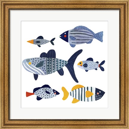 Framed Patterned Fish II Print
