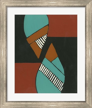 Framed Rust &amp; Teal Patterns VIII Print