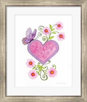 Framed Hearts and Flowers IV Print