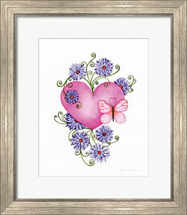 Framed Hearts and Flowers III Print