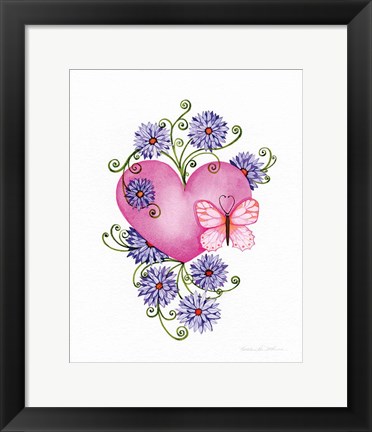 Framed Hearts and Flowers III Print