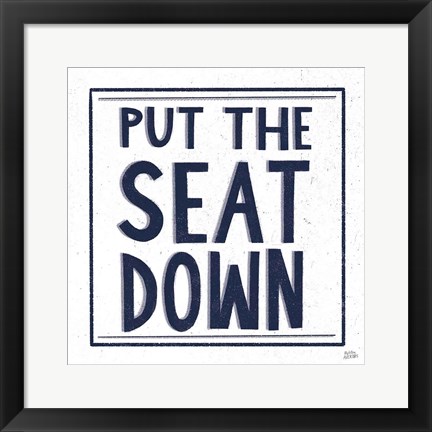 Framed Put the Seat Down Navy Print