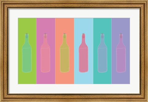 Framed Colorful Mod Wine Bottles Print